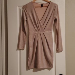 Windsor long sleved champagne cocktail dress